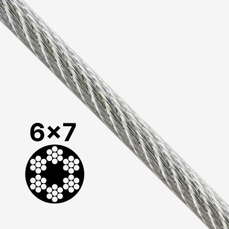 Трос 6x7 DIN 3055 ПВХ білий цинк