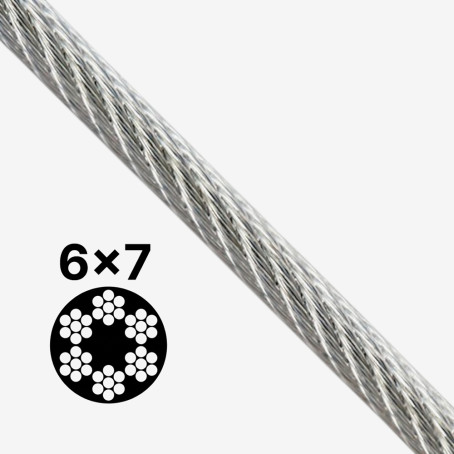 Трос 6x7 DIN 3055 ПВХ белый цинк