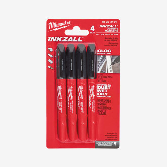 Маркер для будмайданчика InkZAll MILWAUKEE, ультра-тонкий, чорний (4шт)