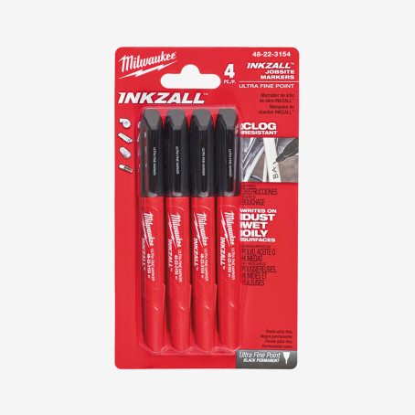 Маркер для будмайданчика InkZAll MILWAUKEE, ультра-тонкий, чорний (4шт)