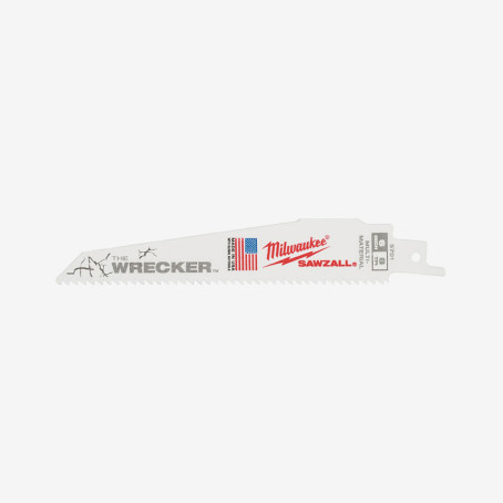 Полотно для сабельных пил WRECKER MILWAUKEE, 150х3.6/2.3мм, (5шт), (металл, древесина с гвоздями)