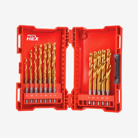 Набор сверл по металлу RedHEX HSS-G TiN MILWAUKEE, (19шт)