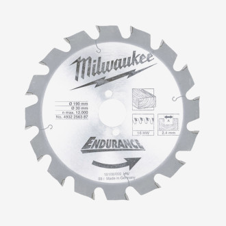 Диск пиляльний MILWAUKEE, Ø190/30мм, 16 зуб.