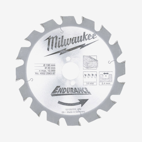 Диск пиляльний MILWAUKEE, Ø190/30мм, 16 зуб.