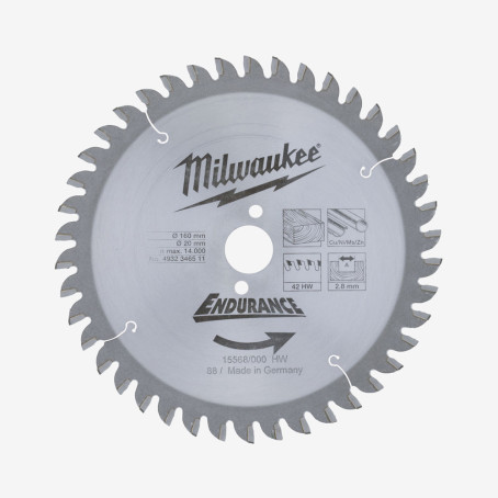 Диск пиляльний MILWAUKEE, Ø160/20мм, 42 зуб. (заміна на 4932471292)