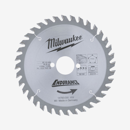 Диск пиляльний MILWAUKEE, Ø165/30мм, 36 зуб.