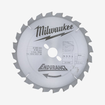 Диск пиляльний MILWAUKEE, Ø250/30мм, 24 зуб.