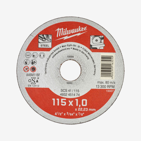 Диск відрізний по металу MILWAUKEE, SCS 41/115х1, Ø115мм