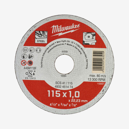 Диск отрезной по металлу MILWAUKEE, SCS 41/115х1, Ø115мм, (200шт)