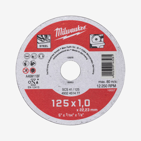 Диск відрізний по металу MILWAUKEE, SCS 41/125х1, Ø125мм