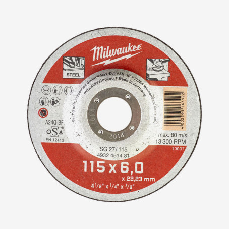 Диск зачистний по металу MILWAUKEE, SG 27/115х6, Ø115мм
