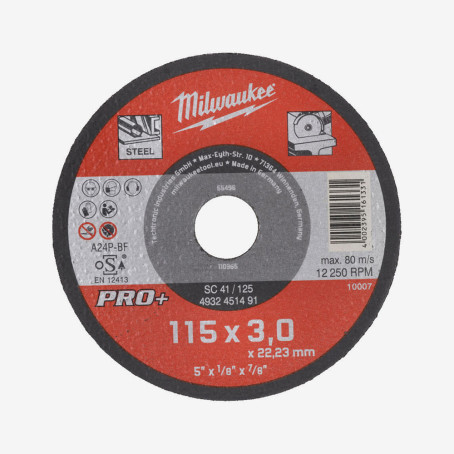Диск відрізний по металу MILWAUKEE, SC 41/115х3 PRO+, Ø115мм