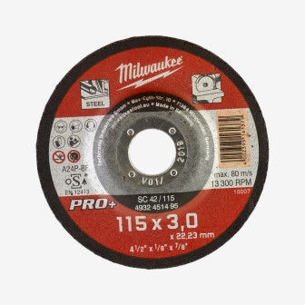 Диск отрезной по металлу MILWAUKEE, SC 42/115х3 PRO+, Ø115мм