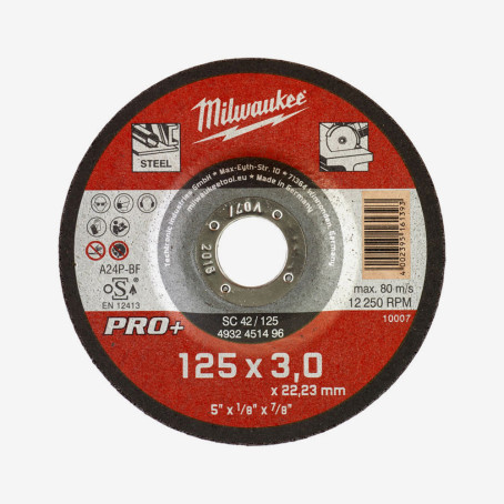 Диск відрізний по металу MILWAUKEE, SC 42/125х3 PRO+, Ø125мм