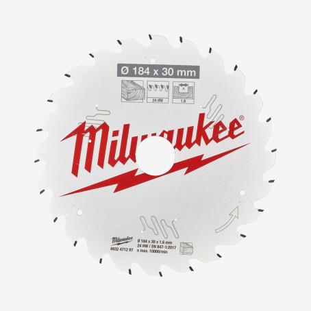 Диск пильный PFTE THIN KERF MILWAUKEE, Ø184х30х1,6мм, 24 зуб.