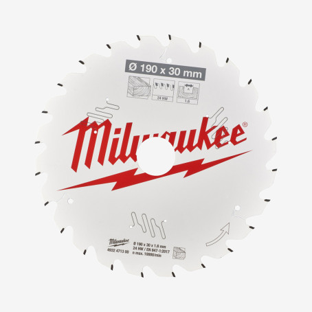 Диск пильный PFTE THIN KERF MILWAUKEE, Ø190х30х1,6мм, 16 зуб.
