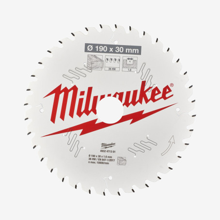 Диск пильный PFTE THIN KERF MILWAUKEE, Ø190х30х1,6мм, 36 зуб.