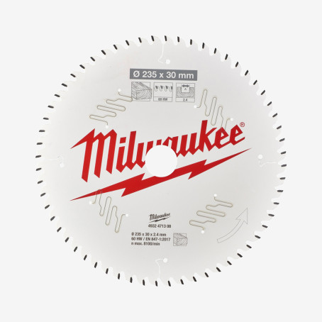 Диск пильный PFTE MILWAUKEE, Ø235х30х2, 4мм, 60 зуб.