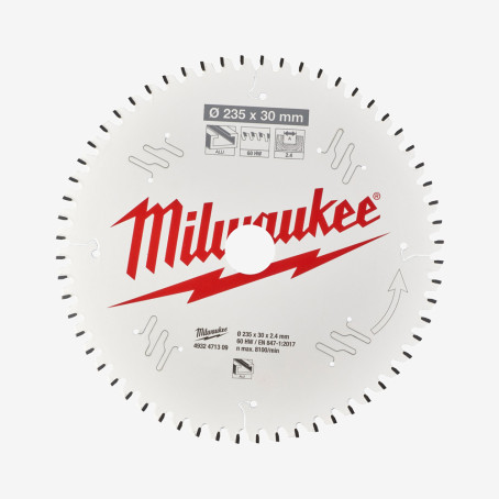 Диск пильный Alu PFTE MILWAUKEE, Ø235х30х2, 4мм, 60 зуб.