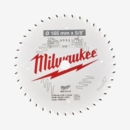 Диск пильный PFTE MILWAUKEE, Ø165х15, 87х1, 6мм, 40 зуб.