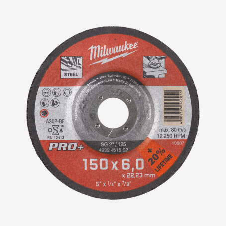 Диск зачистний по металу MILWAUKEE, SG 27/150х6 PRO+, Ø150мм