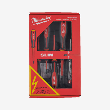 Набір викруток MILWAUKEE VDE діелектричних (5шт); (SL3/SL4/PZ1/PZ2/викрутка-тестер)