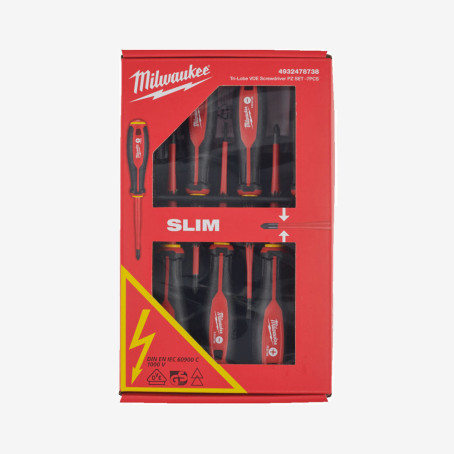 Набір викруток MILWAUKEE VDE діелектричних (7шт); (SL2,5/SL3/SL4/PH2/PZ1/PZ2 /викрутка-тестер)