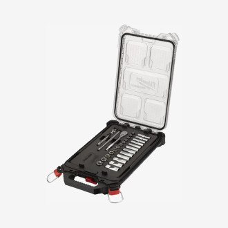 Набор головок хромированих метрических 1/4'' PACKOUT MILWAUKEE, с храповиком, (28шт)