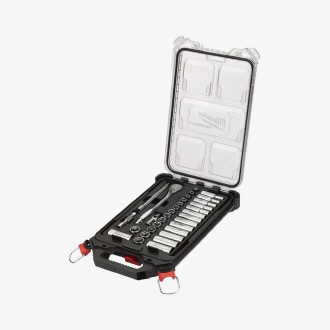 Набор головок хромированих метрических 3/8'' MILWAUKEE с храповиком, PACKOUT, (56шт)