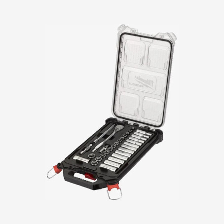 Набор головок хромированих метрических 3/8'' MILWAUKEE с храповиком, PACKOUT, (56шт)