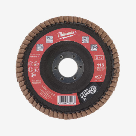 Диск лепестковый CERA TURBO XL MILWAUKEE SLC 50/115, зерно 40, Ø115мм
