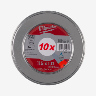 Диск отрезной по металлу MILWAUKEE, SCS 41/115х1,5, Ø115 (10шт в Металбокс)