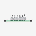 Набор головок торцевых хромированных ½” MILWAUKEE, с битой Torx (Т20-Т60) на планке, (9шт)