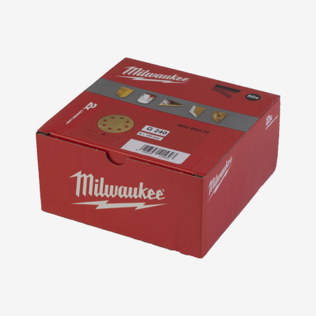 Круг шлифовальный MILWAUKEE HP 8 отв. H&L, Ø125мм, зерно 240, (50шт)