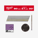 Гвозди реечные гальванизированные MILWAUKEE с круглой головкой, 20°/80мм / RS / G / SC2 (1750шт)