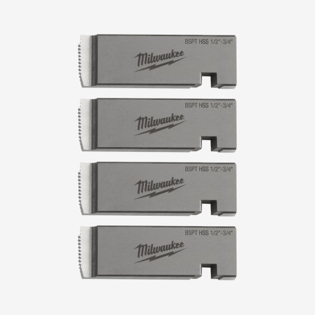 Плашки для нарізання різблення MILWAUKEE, PTR2D 1/2'' - 3/4'' BSPT HSS (4шт)
