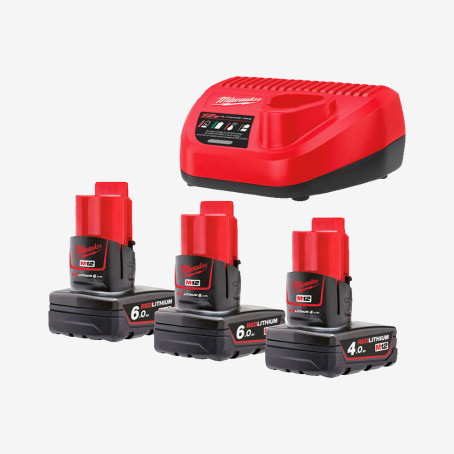 Энергокомплект MILWAUKEE, M12 NRGO1-643 (+заряд.устр., 2 акк.Х 6Ач, 1 акк.Х 4Ач)