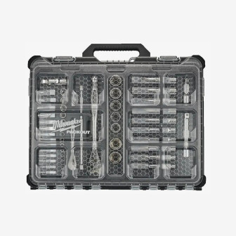 Набор головок хромированных метричных 1/2'', 1/4'' MILWAUKEE, с храповиком, PACKOUT, (63шт)