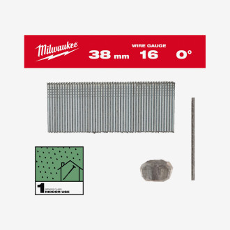 Гвозди финишные 16G MILWAUKEE, 0°/38мм / G / SC1, (2500шт)