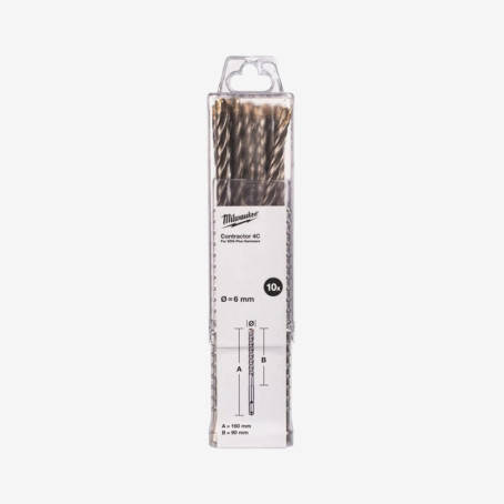 Бур SDS-PLUS 4C Contractor MILWAUKEE, Ø6,5х160мм