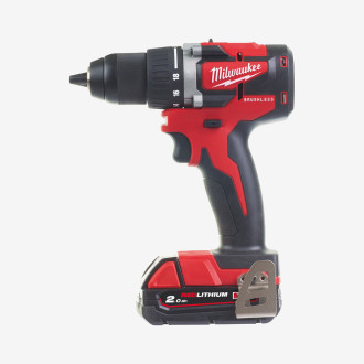 Дриль-шурупокрут акумуляторний MILWAUKEE, M18 CBLDD-202C, 60Нм, (+ заряд.пристрій, 2 акум.Х 2Аг, кейс)