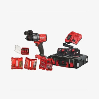 Дриль-шурупокрут з ударом акумуляторний MILWAUKEE, M18 FPD3100P-502P, 158Нм, (+4 набори оснащення,зар.пр,2акум.Х5Аг,кейс PACKOUT)