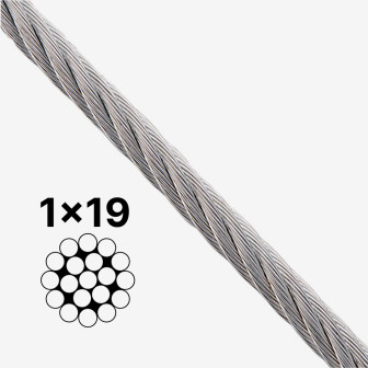 Трос 1x19 DIN 3053 нержавіюча сталь A4 Трос 1x19 DIN 3053 нержавіюча сталь A4