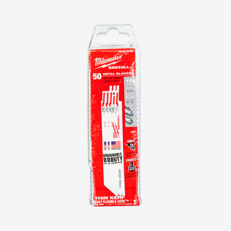 Полотно для сабельной пилы THIN KERF MILWAUKEE, 150/1.4мм (50шт) Полотно для сабельной пилы THIN KERF MILWAUKEE, 150/1.4мм (50шт)