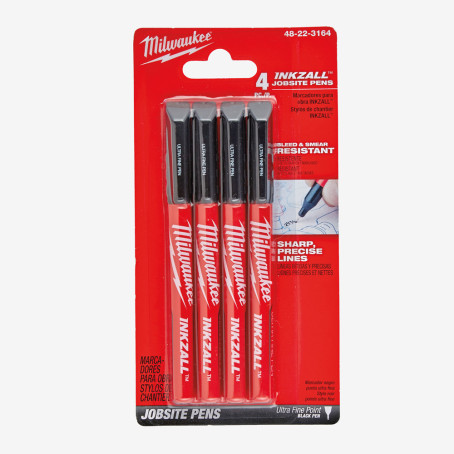 Набір ручек Fine Tip InkZAll MILWAUKEE, чорний, (4шт) Набір ручек Fine Tip InkZAll MILWAUKEE, чорний, (4шт)