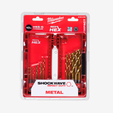 Набор сверл по металлу RedHEX HSS-G TiN MILWAUKEE, (10шт) Набор сверл по металлу RedHEX HSS-G TiN MILWAUKEE, (10шт)