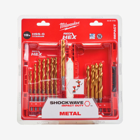 Набор сверл по металлу RedHEX HSS-G TiN MILWAUKEE, (19шт) Набор сверл по металлу RedHEX HSS-G TiN MILWAUKEE, (19шт)