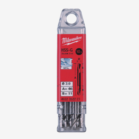Свердло по металу HSS-G MILWAUKEE DIN1412, Ø3,0мм, двостороннє, (10шт) Свердло по металу HSS-G MILWAUKEE DIN1412, Ø3,0мм, двостороннє, (10шт)