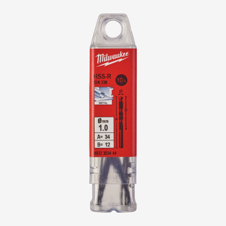 Сверло по металлу HSS-R MILWAUKEE DIN338, Ø1,0мм, (10шт) Сверло по металлу HSS-R MILWAUKEE DIN338, Ø1,0мм, (10шт)