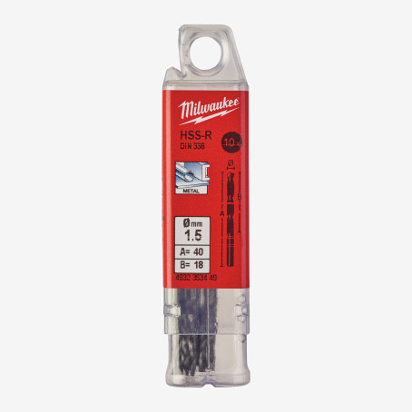 Сверло по металлу HSS-R MILWAUKEE DIN338, Ø1,5мм, (10шт) Сверло по металлу HSS-R MILWAUKEE DIN338, Ø1,5мм, (10шт)